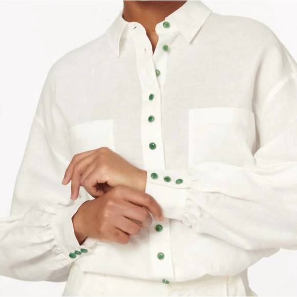 NEW CAMI NYC belkis turquoise top in white - Picture 4 of 4